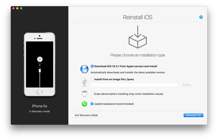 إعادة تثبيت أو تحديث iOS