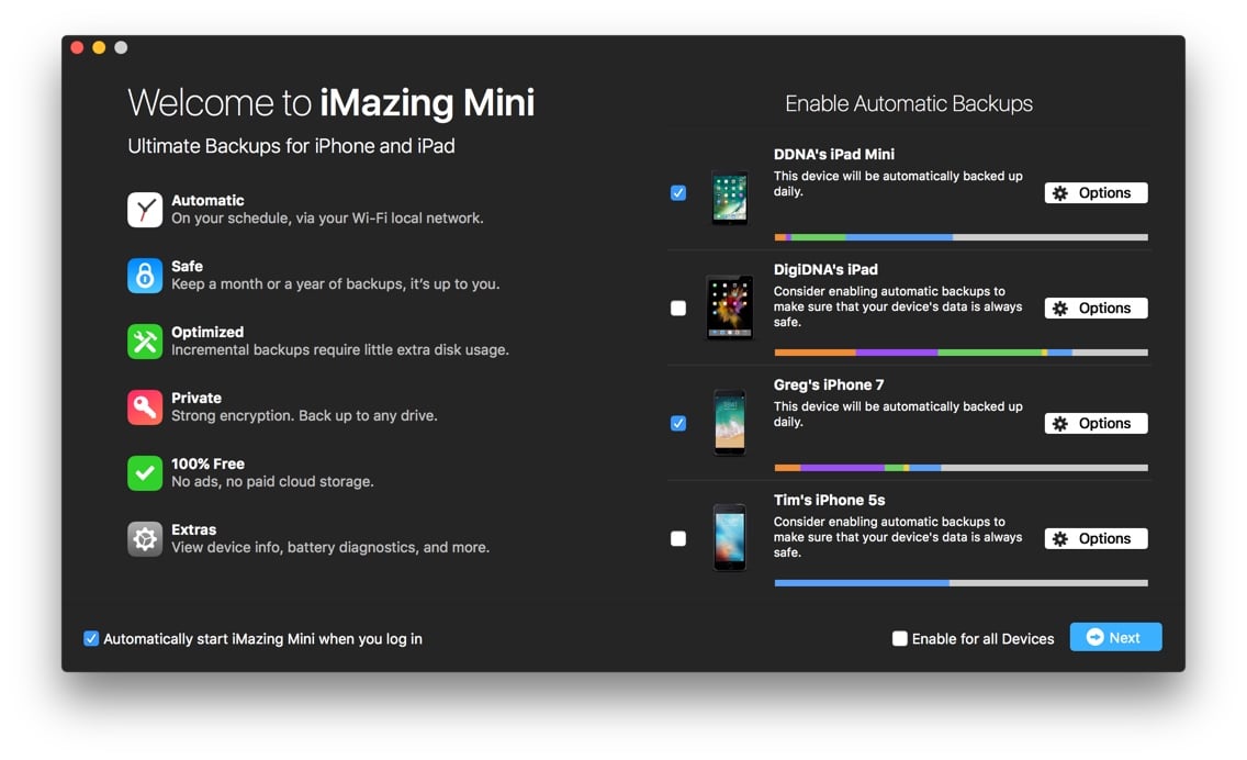iMazing Mini Welcome Review Devices Screenshot