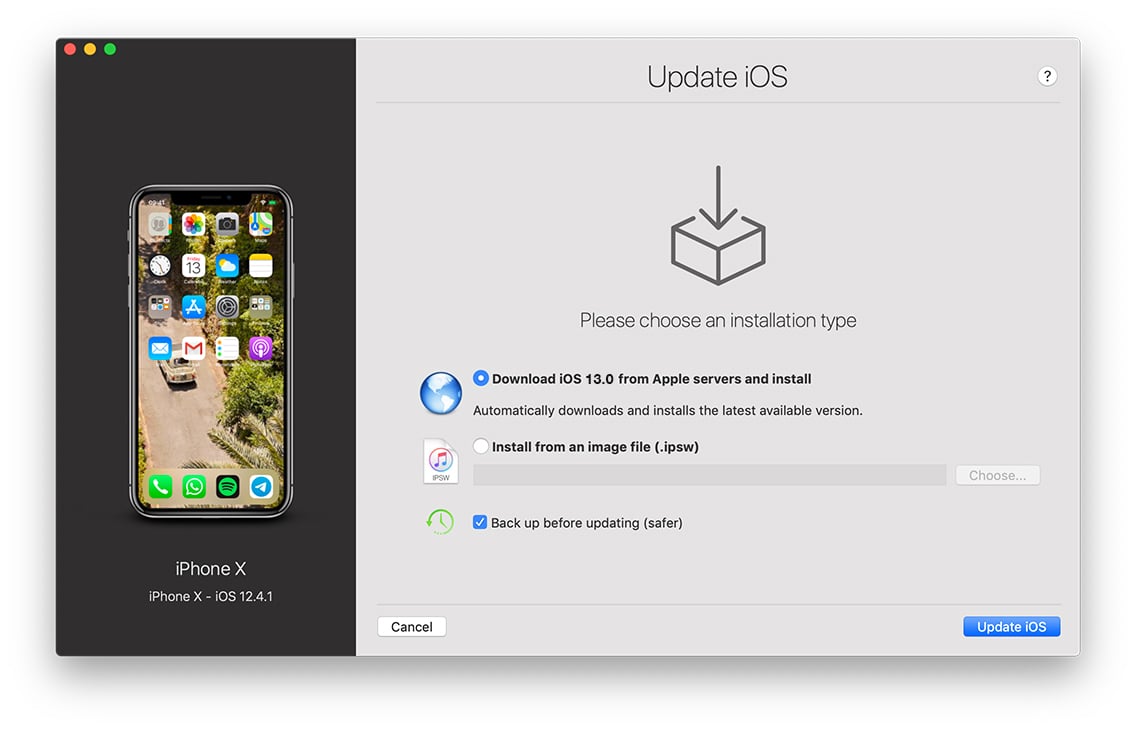iMazing iOS Update - Backup