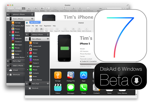 DiskAid Wi-Fi Beta Windows for iOS7