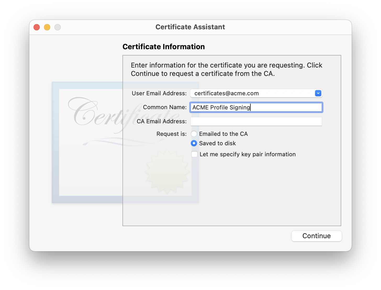 Generating a CSR on macOS