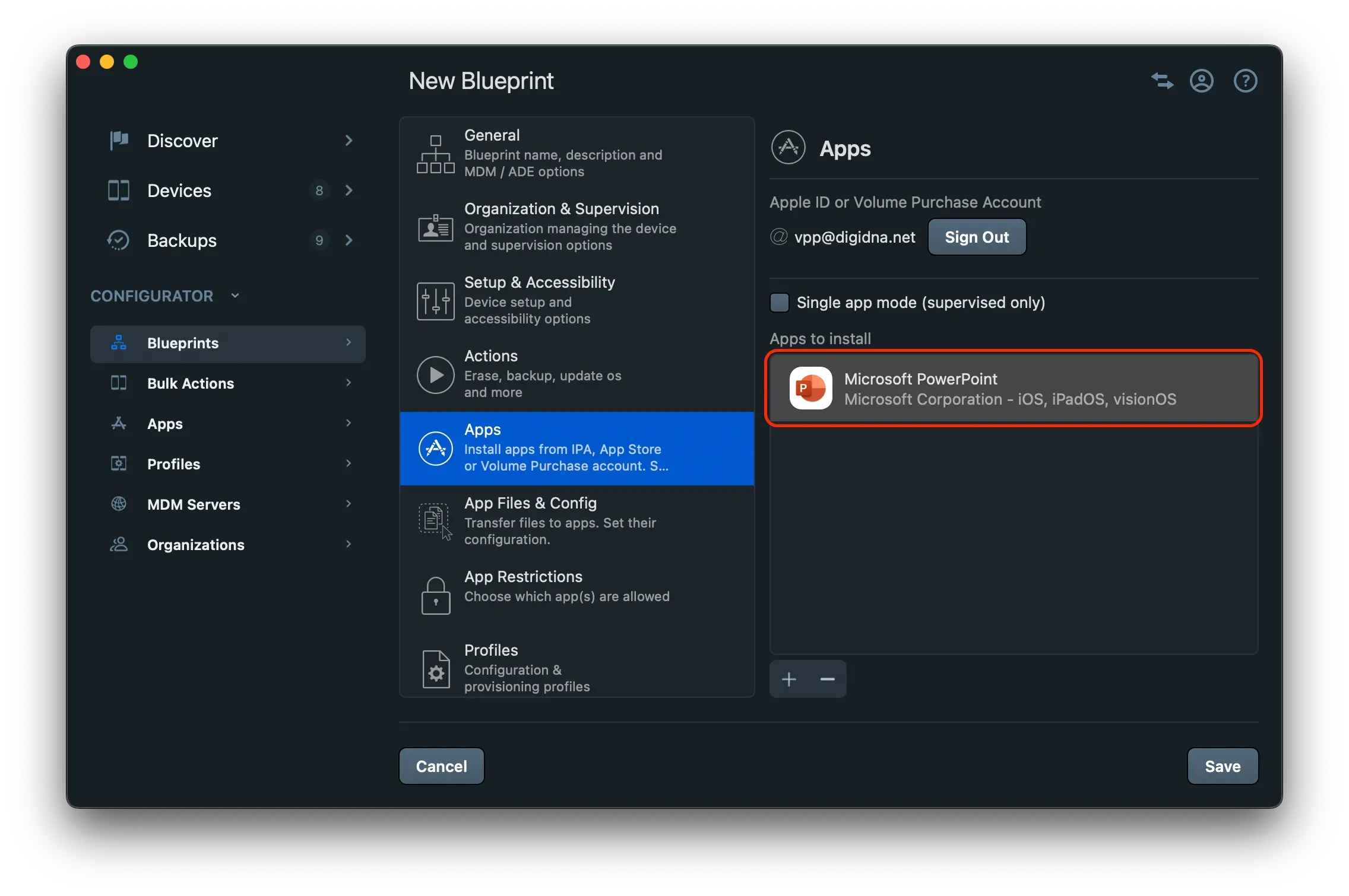 iMazing Configurator Save App