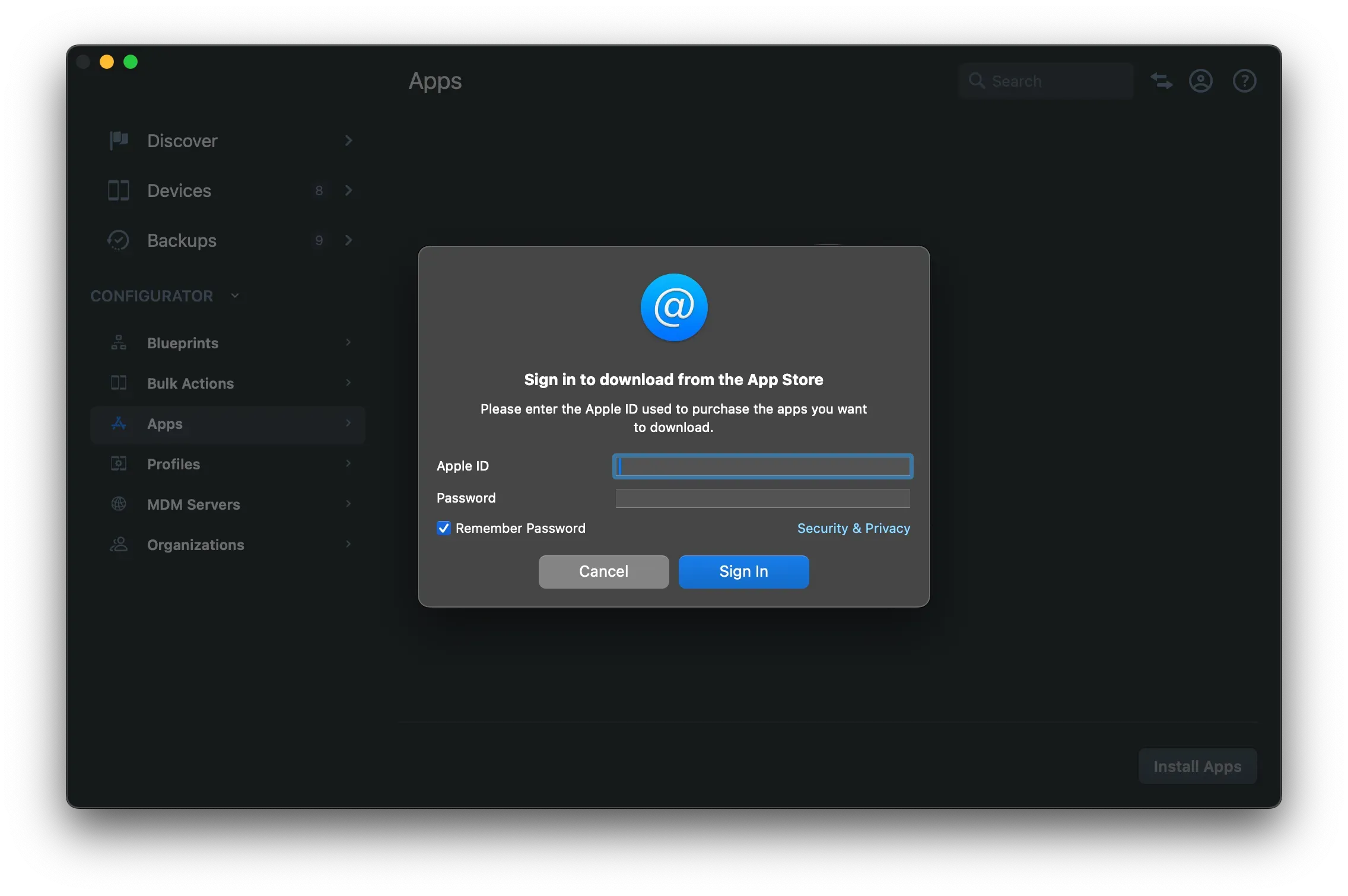 iMazing Configurator Apple Account Sign in