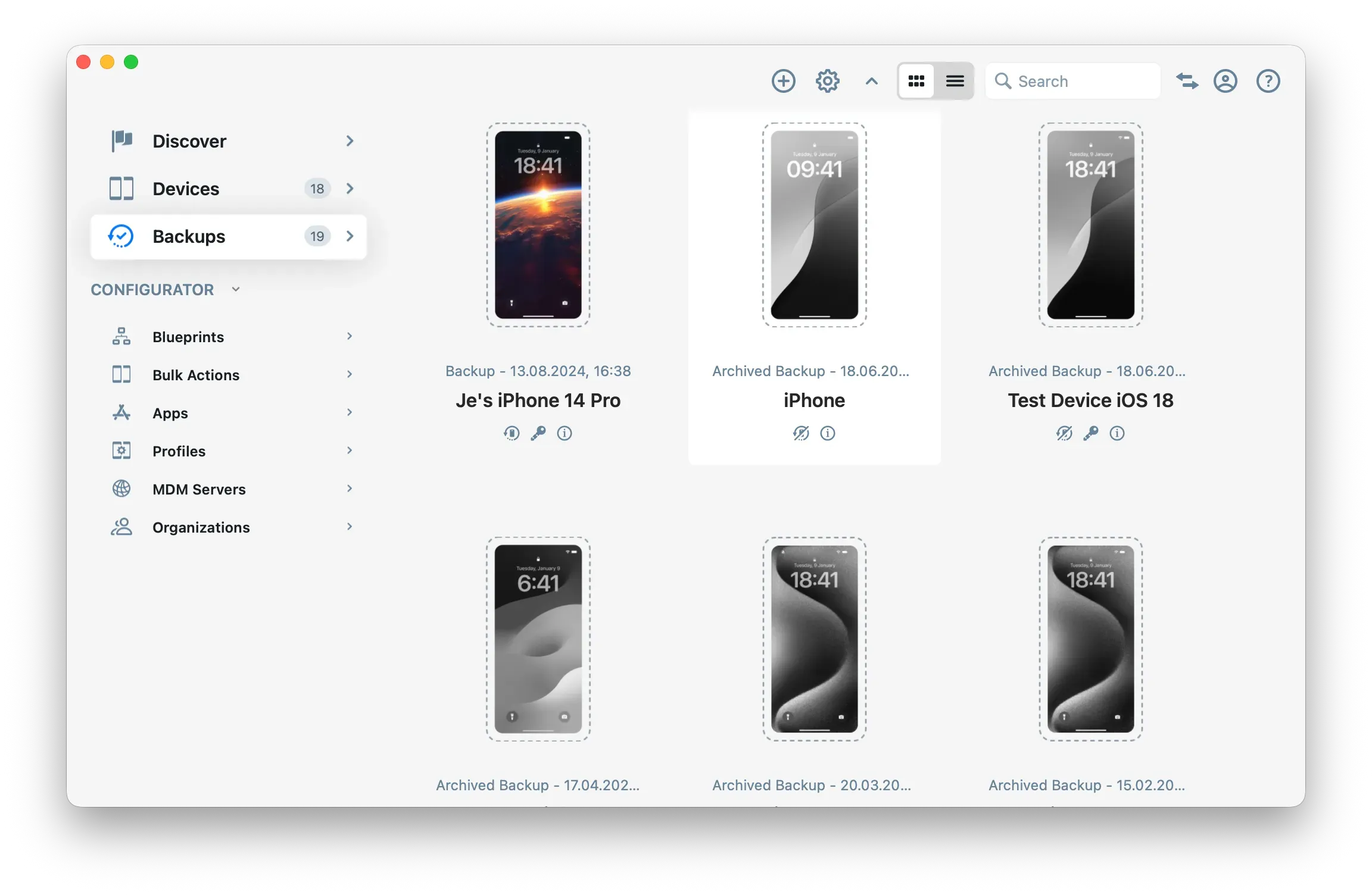 iMazing - Backups Section - Archived Backup