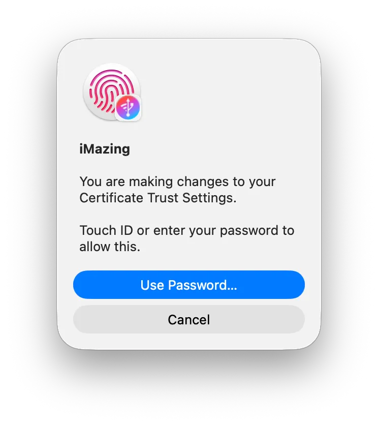 Mac OS credentials prompt