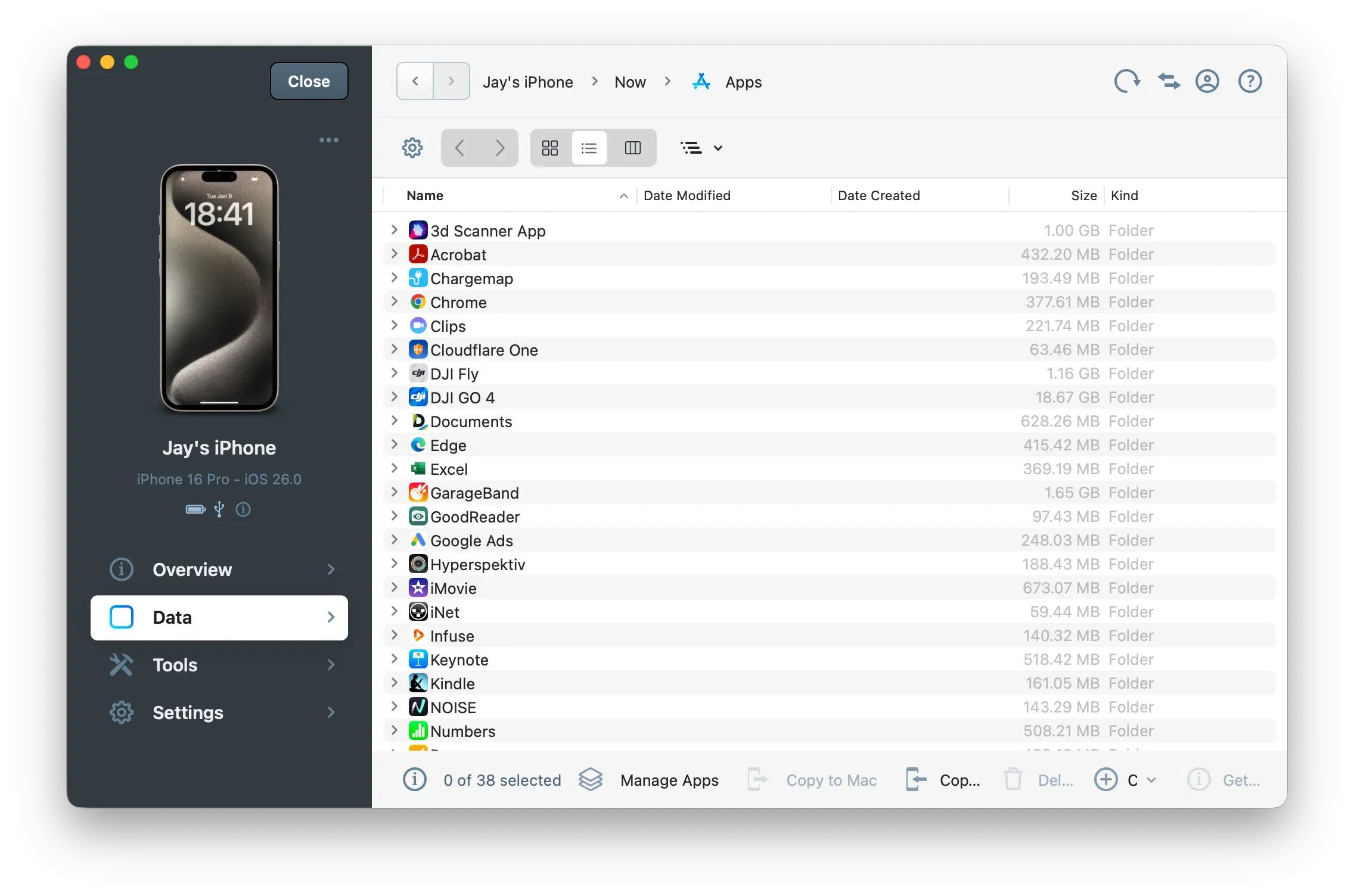 Apps View in iMazing