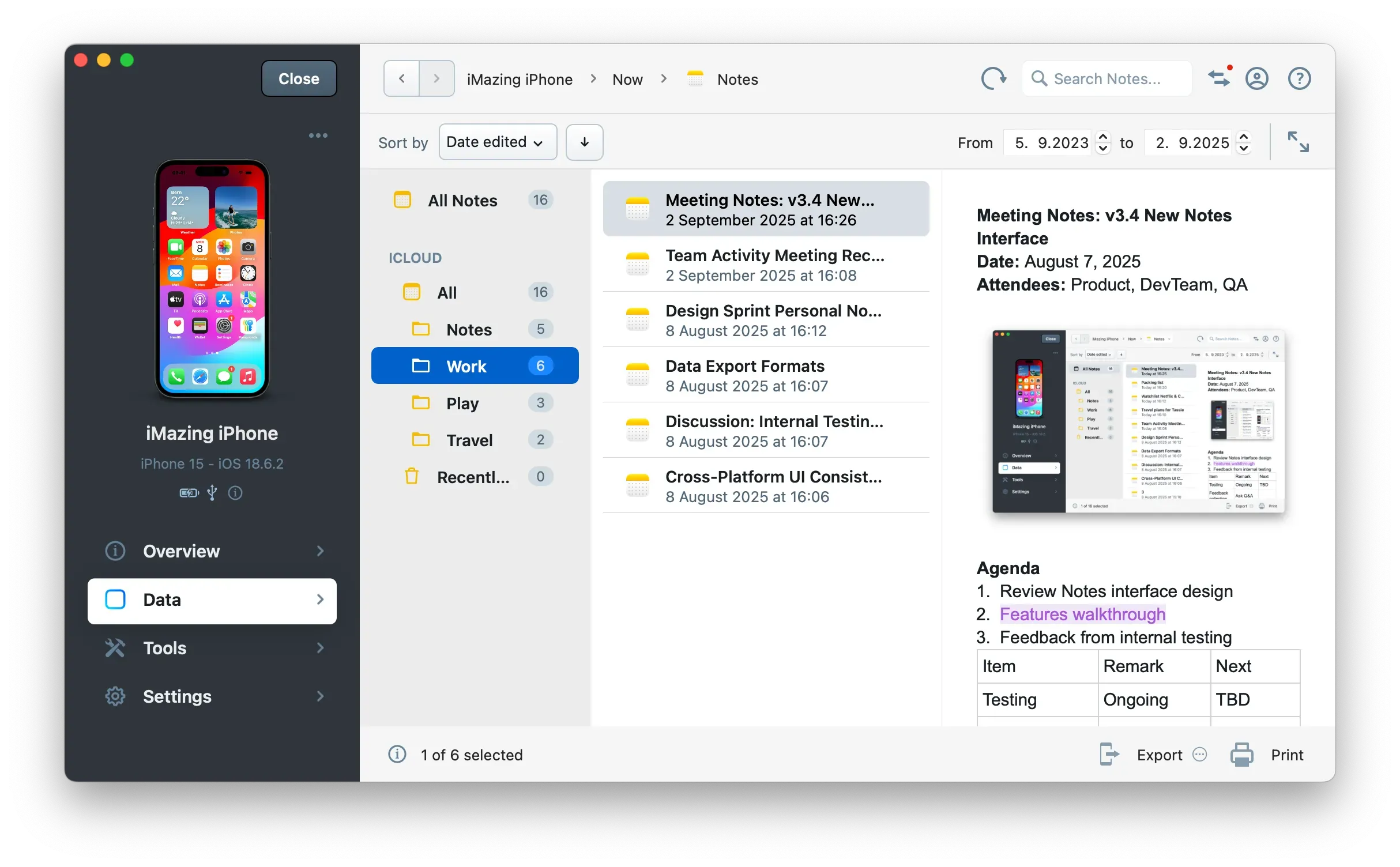 iMazing 3.4 all new notes detailed view