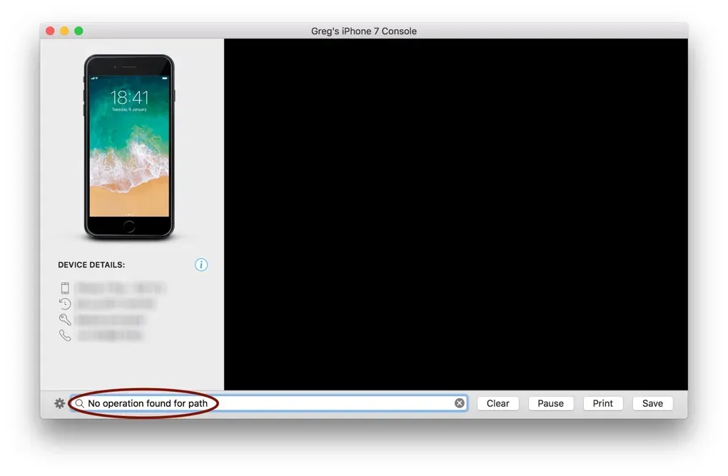 iMazing Device Console Searching for Backup Bug