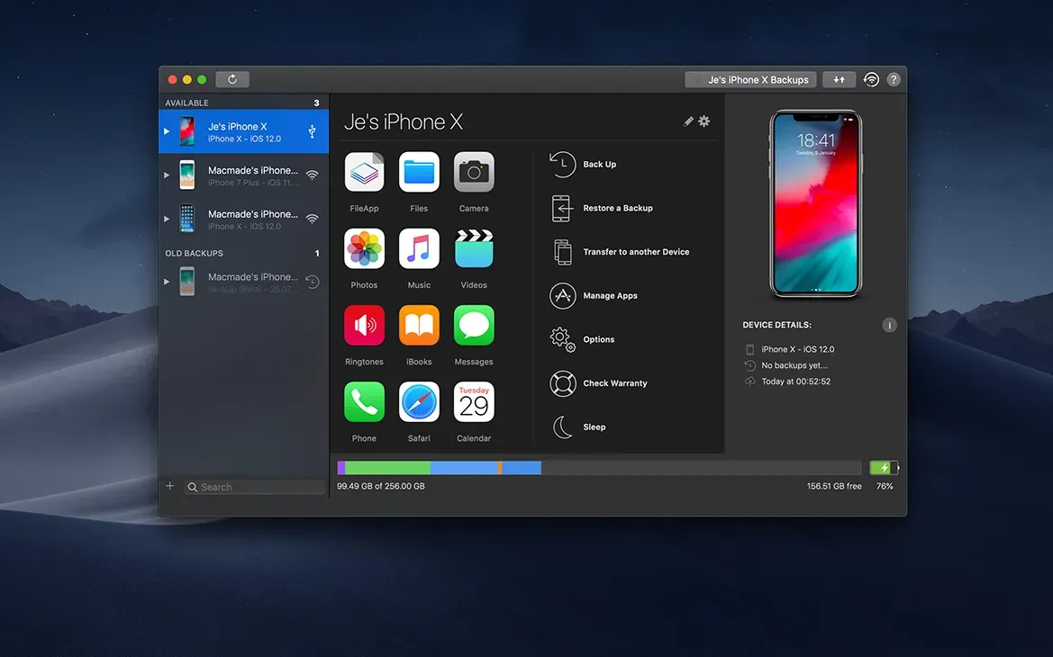 iMazing Mojave Dark Mode Screenshot