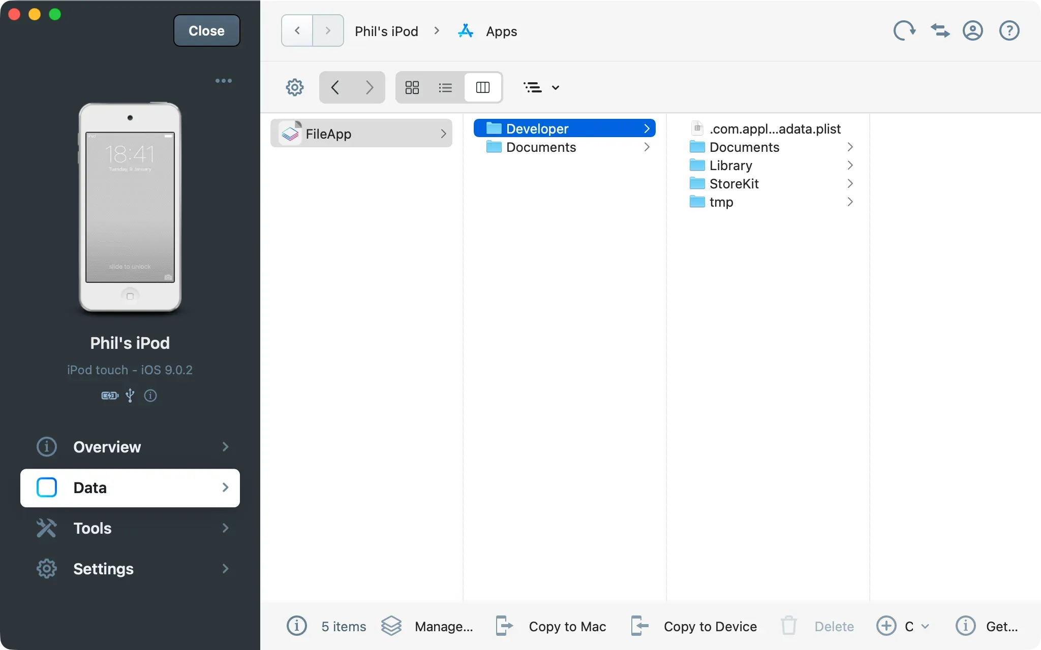 Apps view of jailbroken device