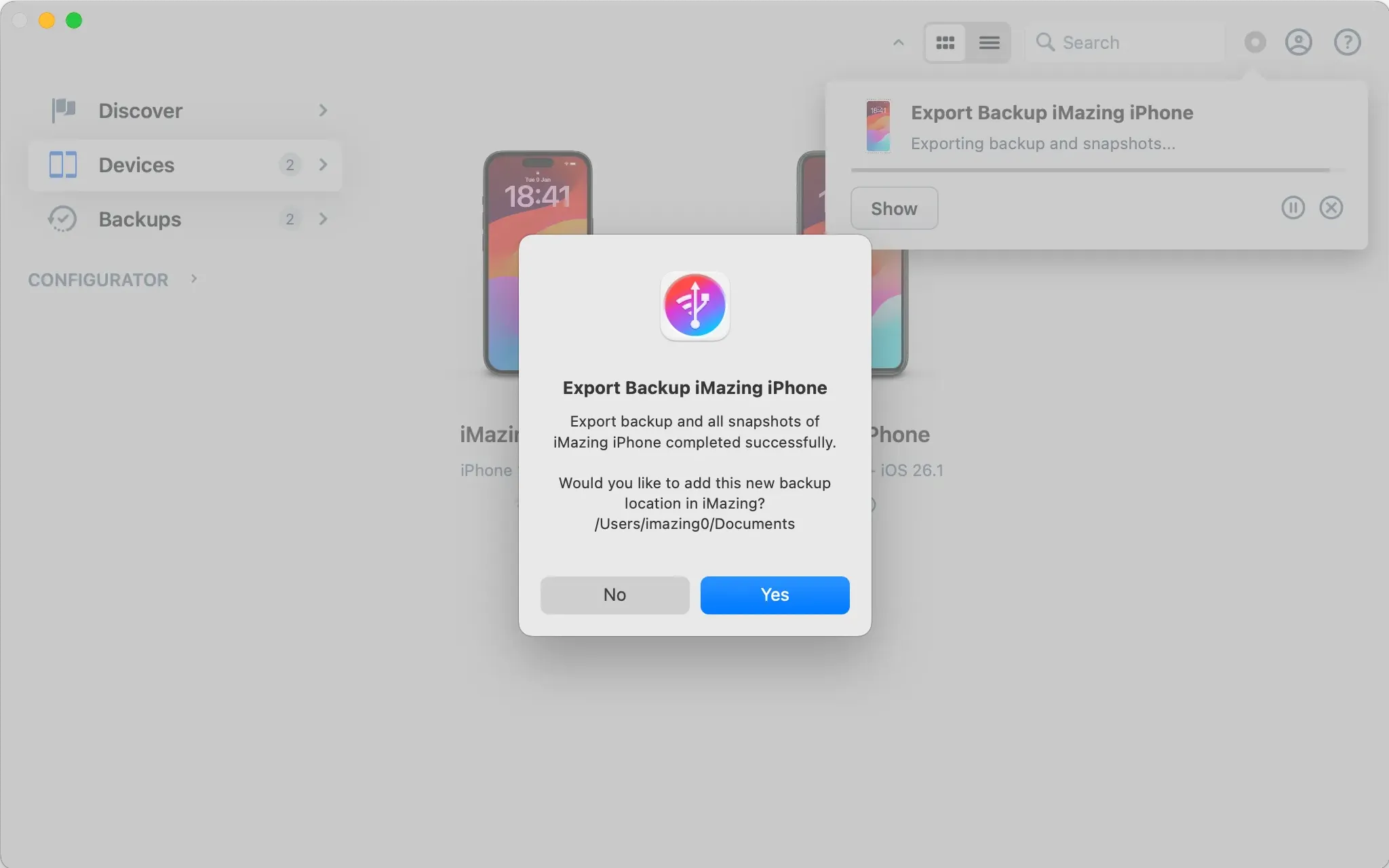 Choose to add new backup location