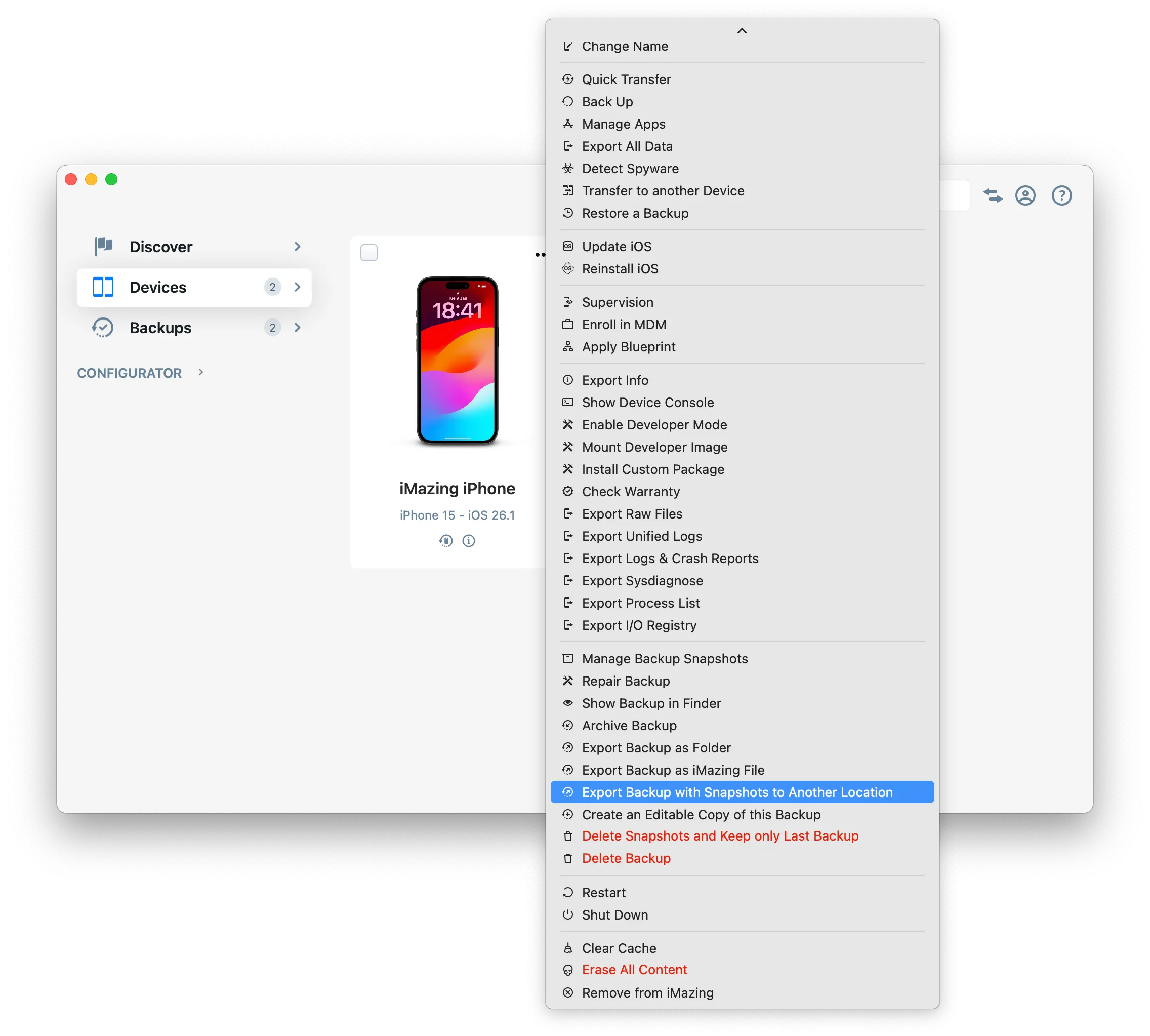 Device-contextual-menu