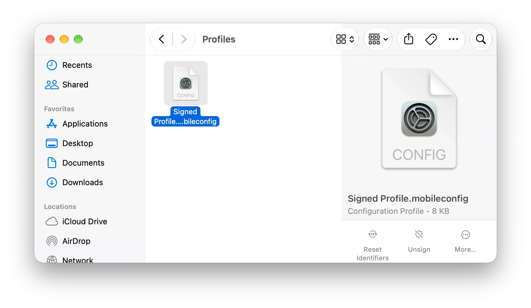 Reset Identifiers and Unsign in the Finder preview pane.