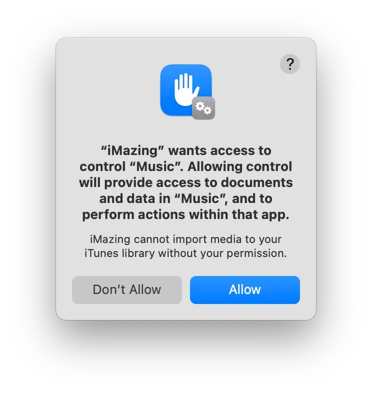 macOS Mojave iTunes Control Prompt