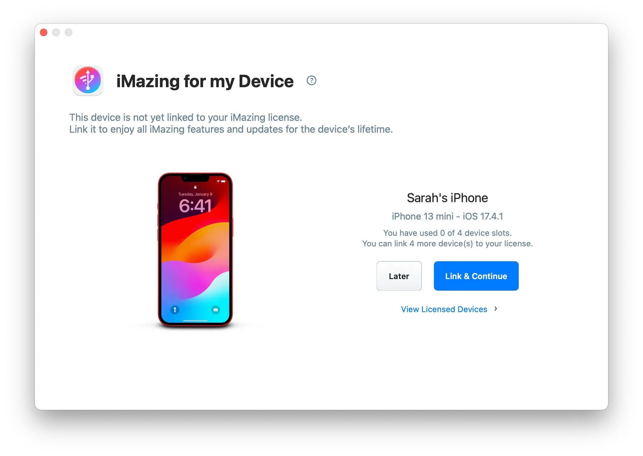 iMazing Licensing - Link first Device