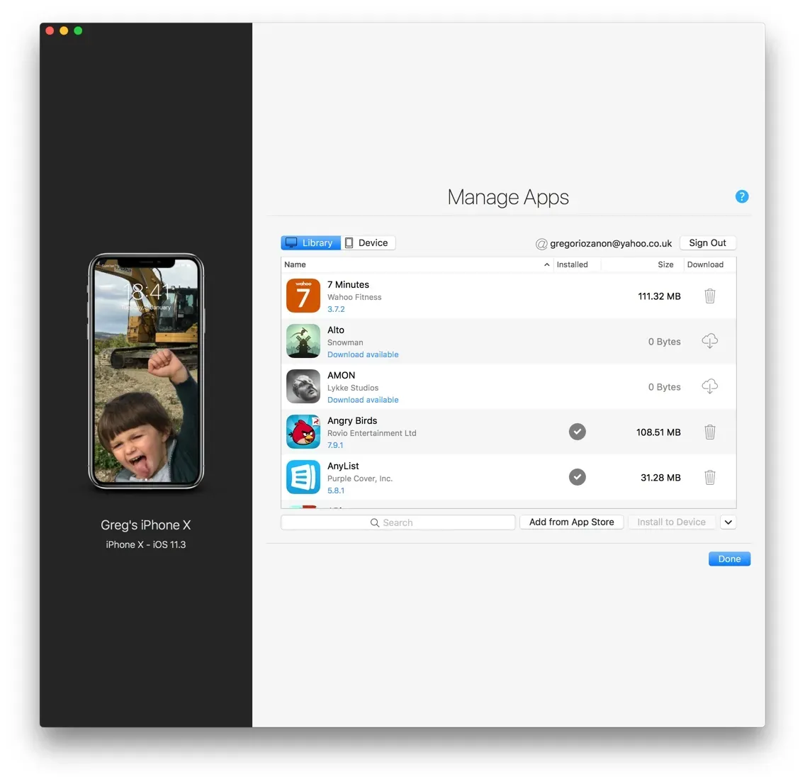 iMazing Manage Apps No Resize