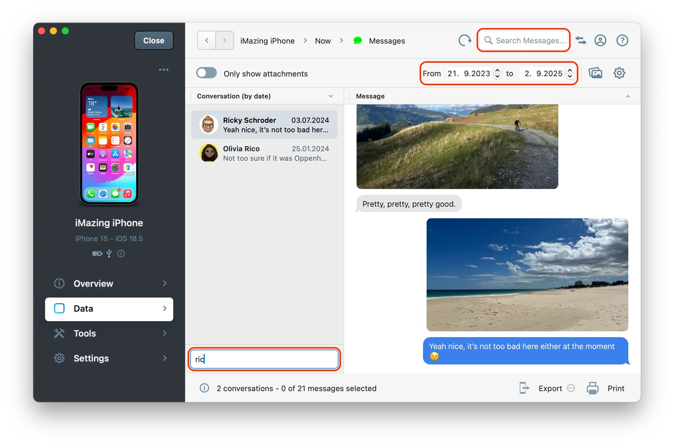 iMazing WhatsApp view