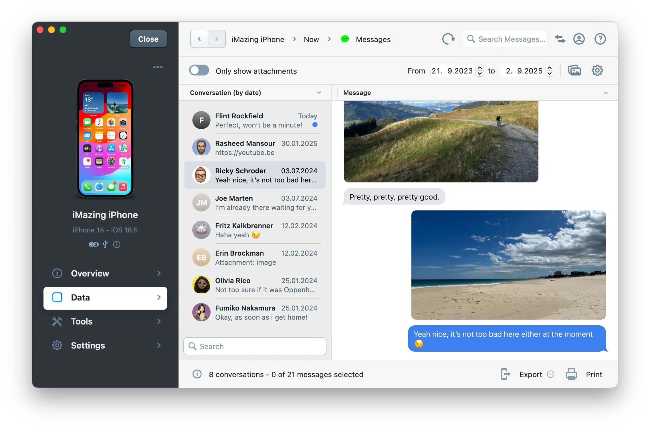 iMazing's Messages View