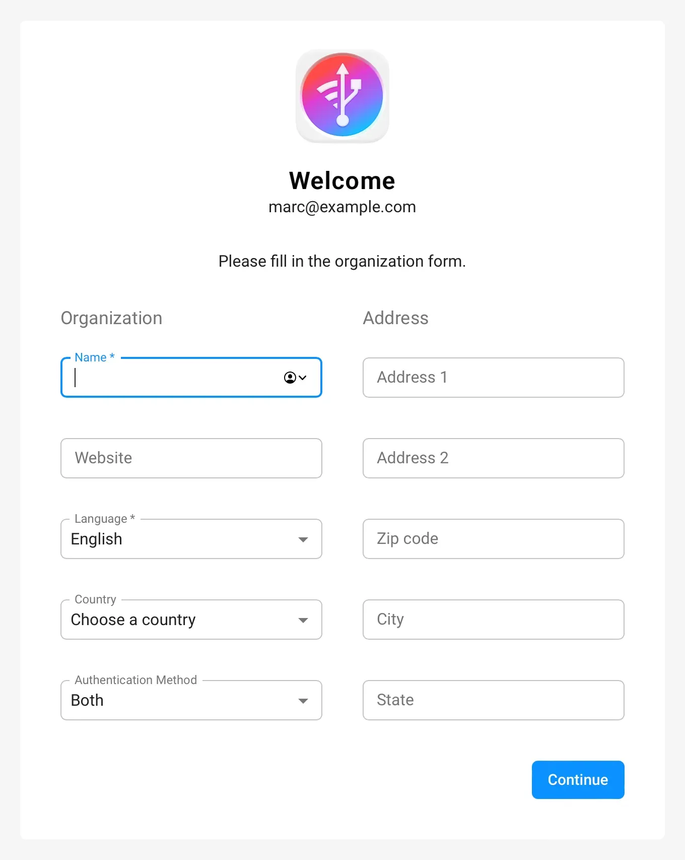 Organization details form