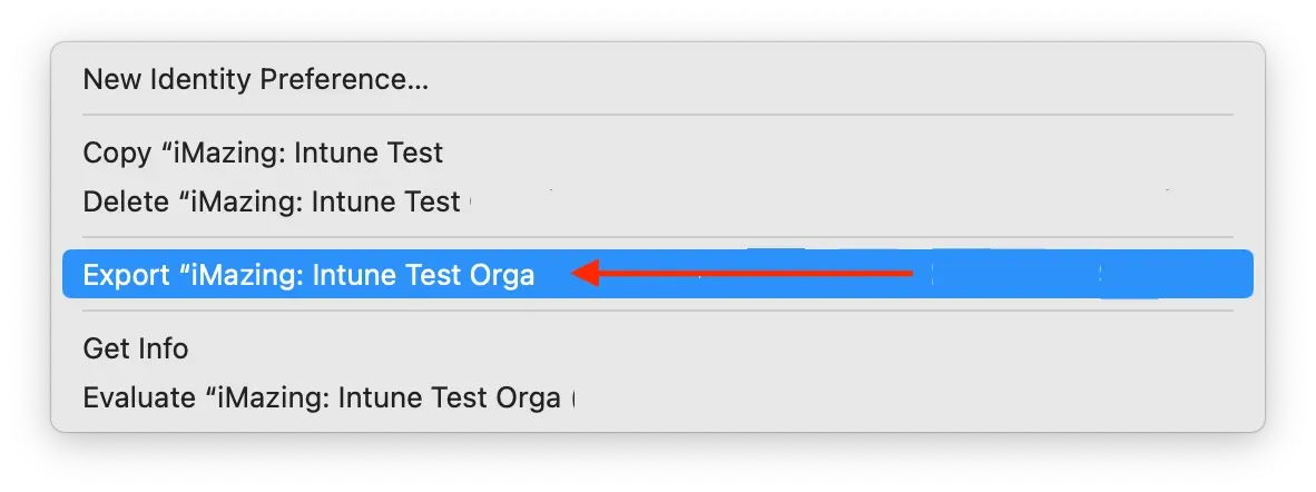 Select your Organization in Keychain