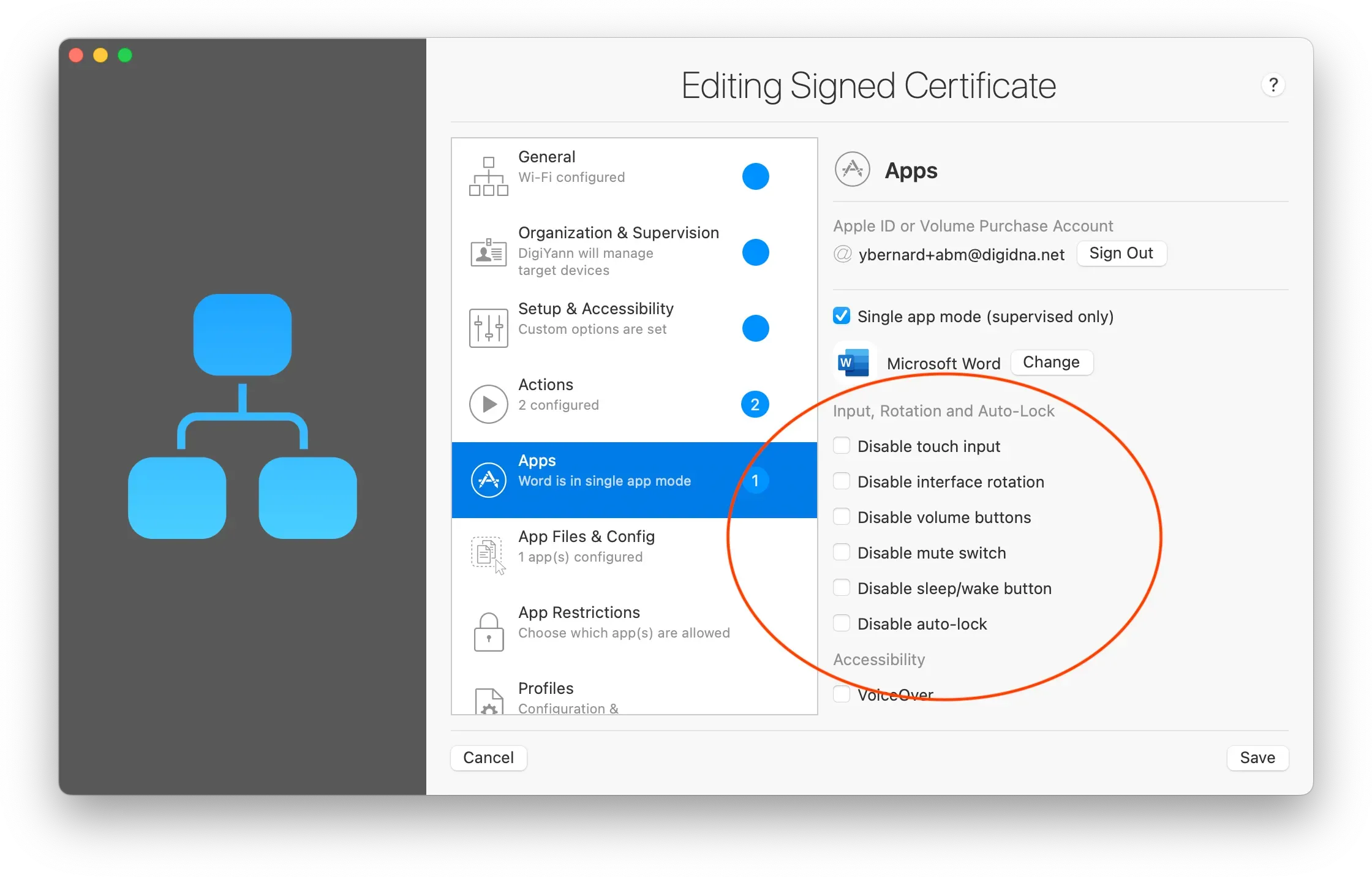 Single App Mode more options