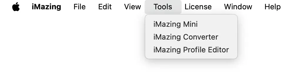 iMazing 3 Tools Menu