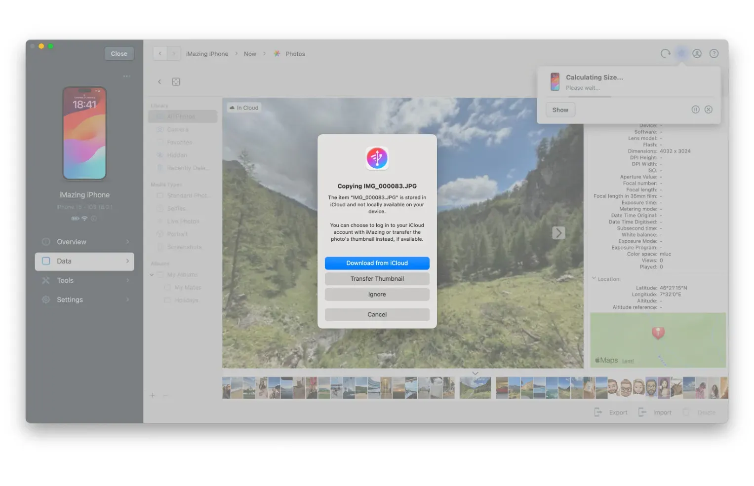 Photos on iCloud dialog screen