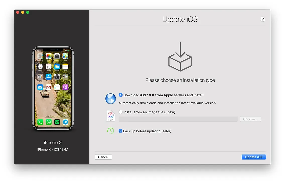 iMazing iOS Update - Backup