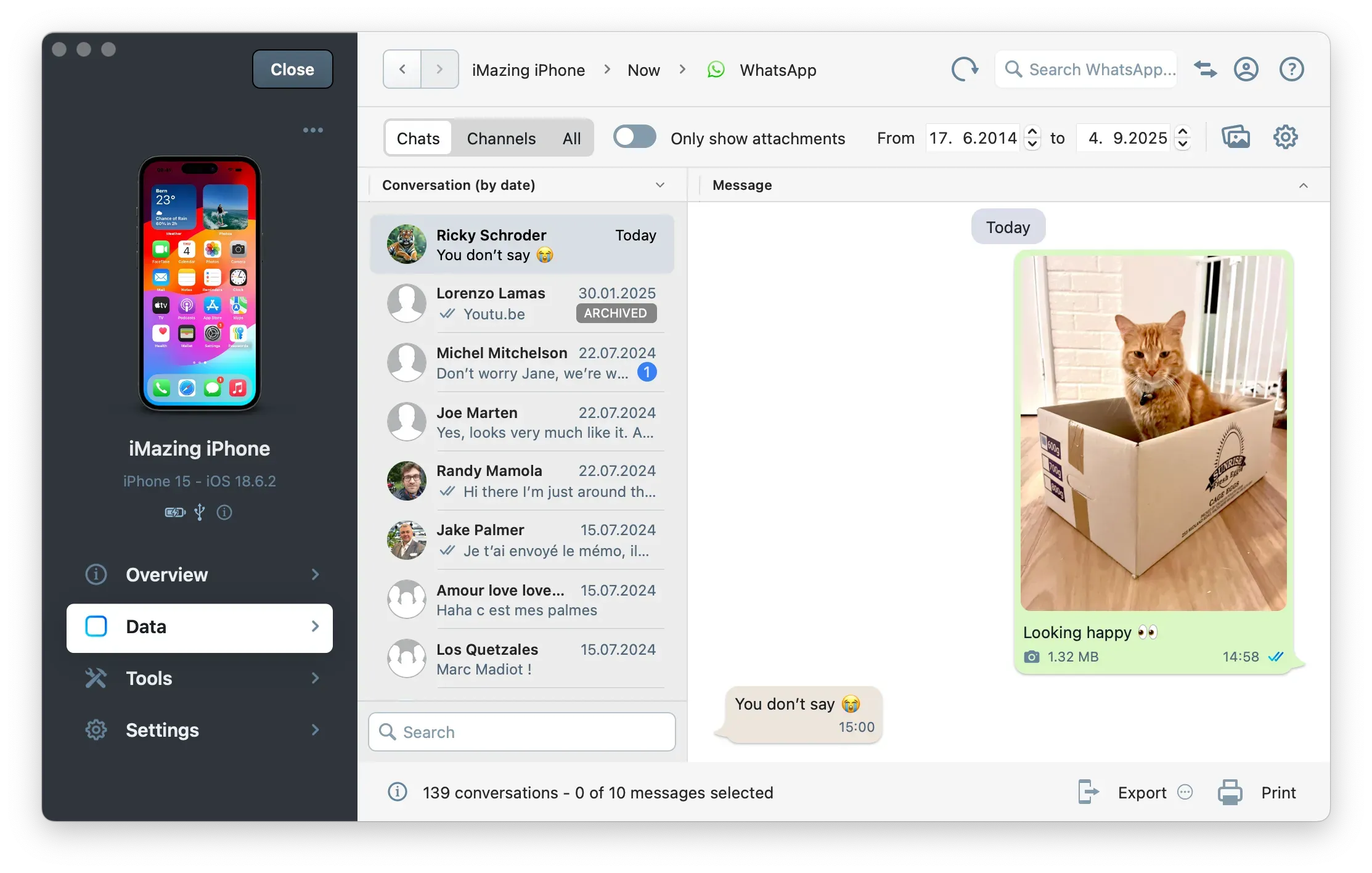 iMazing's Messages View