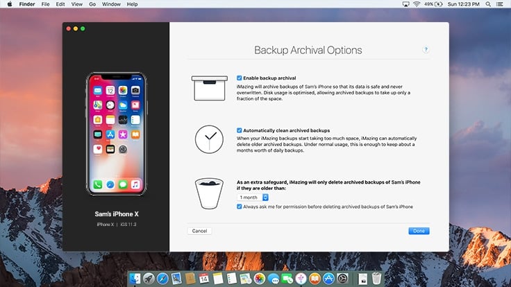 how to do automatic iphone backups with imazing software