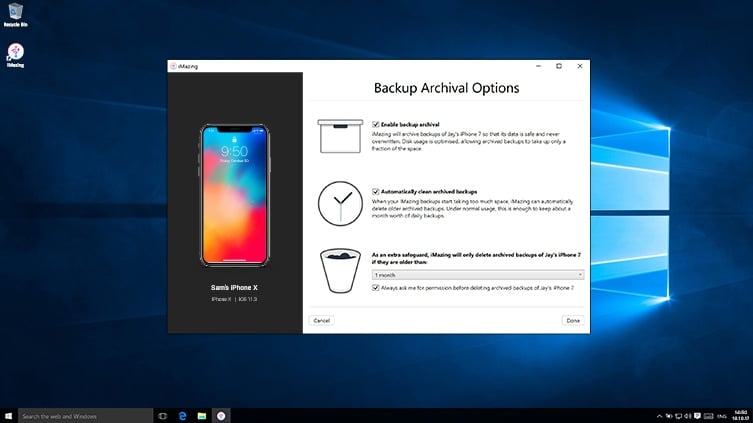 how to do automatic iphone backups with imazing software
