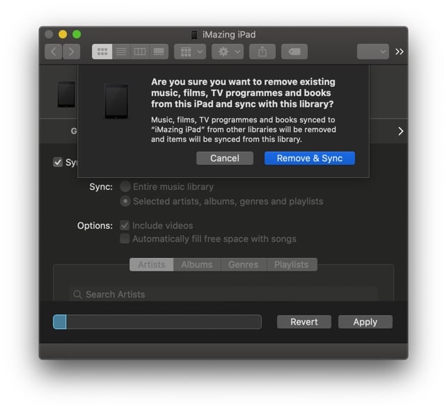 iTunes-Finder selfish sync message