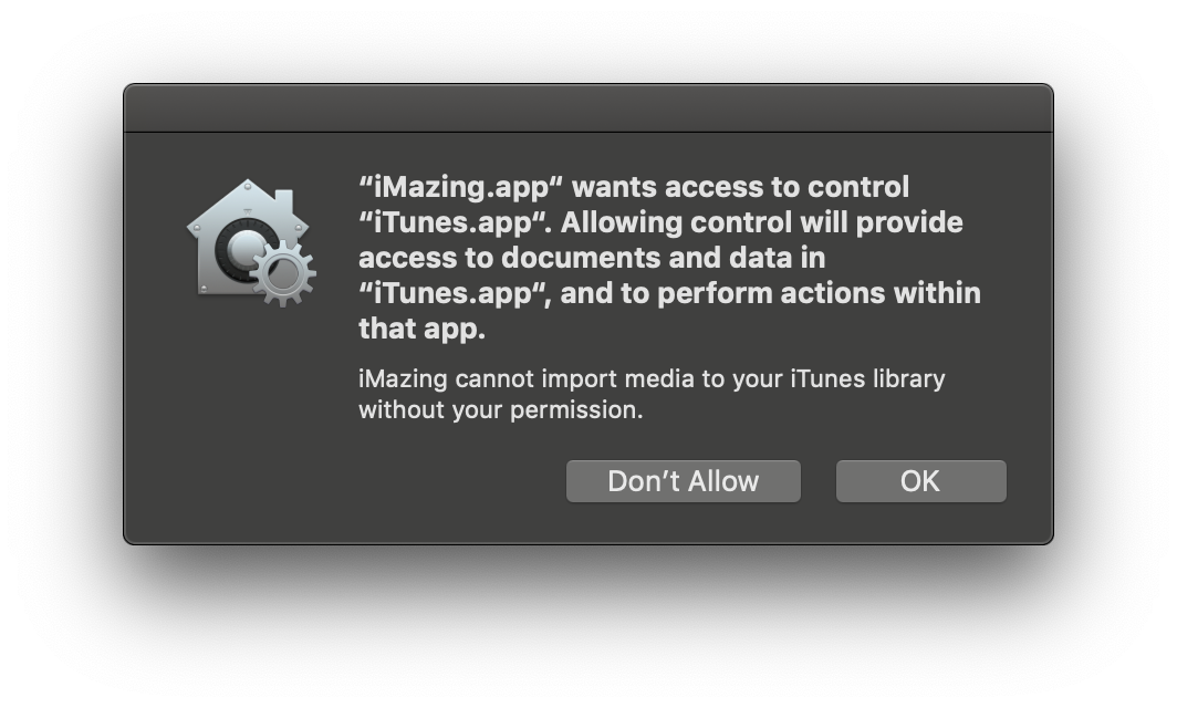 macOS Mojave iTunes Control Prompt