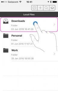 iOS Screenshot - FileApps'Downloads folder