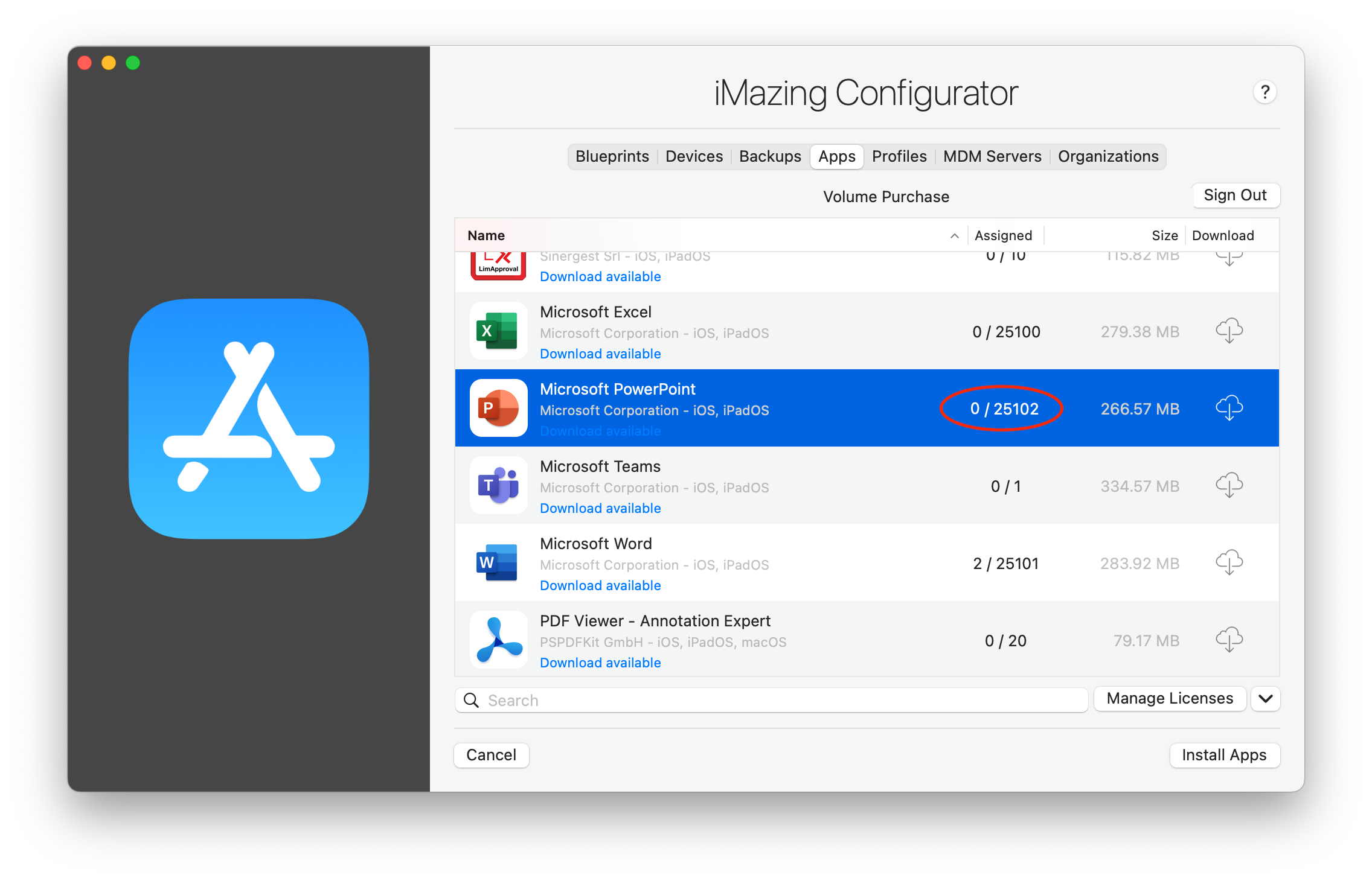 iMazing Configurator Apps Library