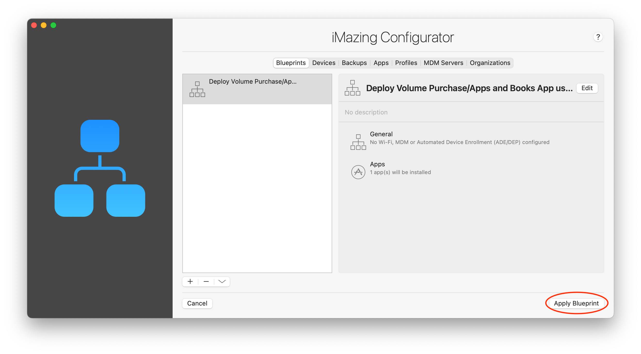 iMazing Configurator Apply Blueprint