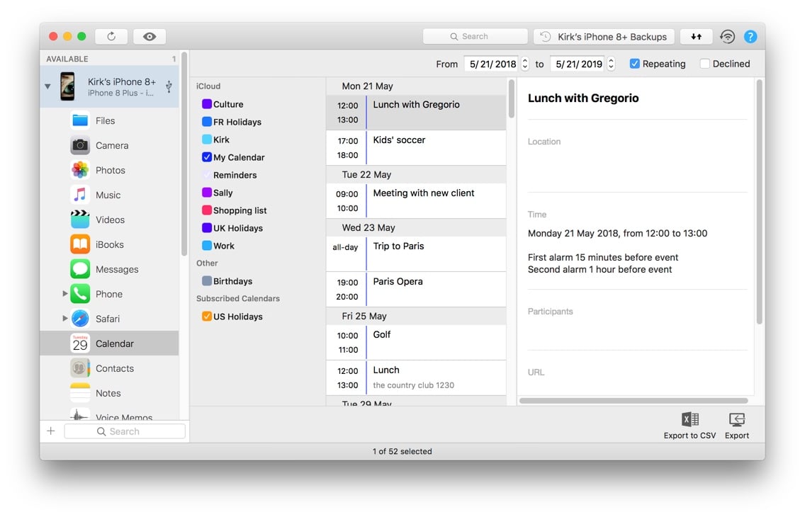 Export Iphone And Ipad Calendars To Ical Excel Or Csv