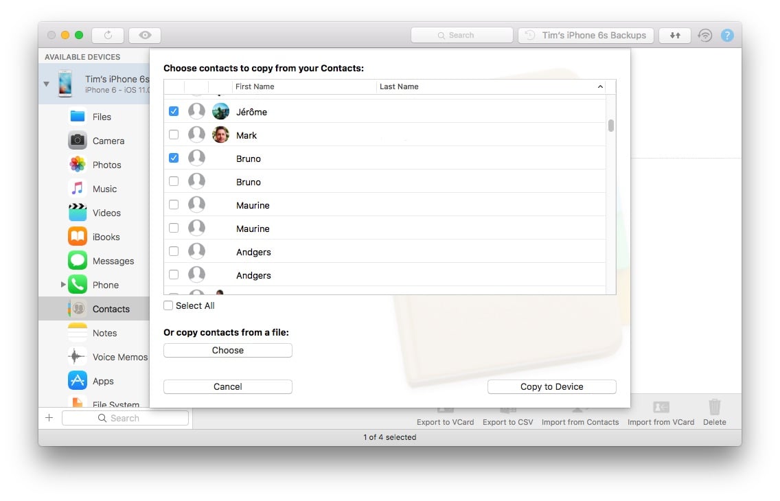 Contacts import wizard