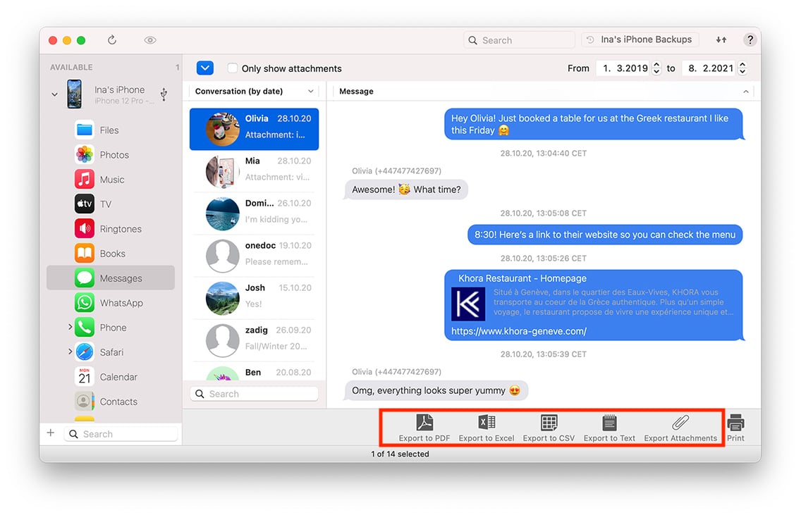 how to export imessages from mac to pdf