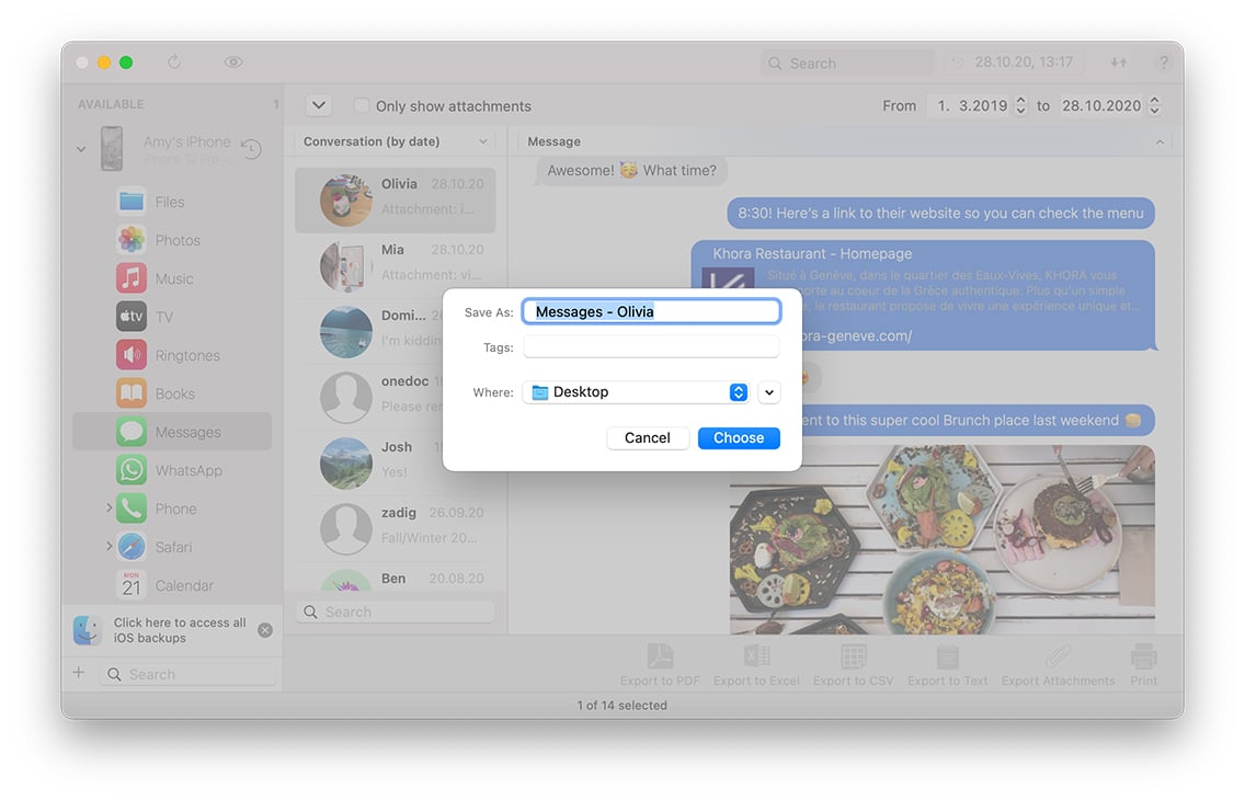 search imessages for specific content mac