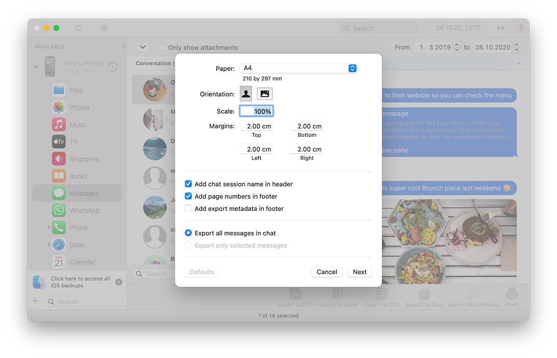 how to export imessage from mac to pdf