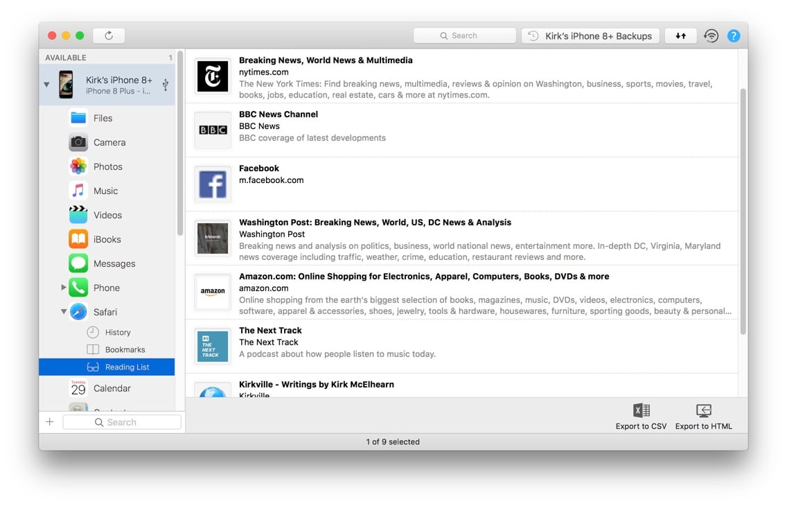 how to export safari history from mac