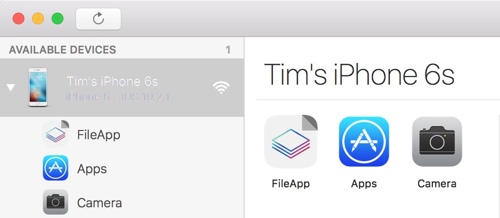 iMazing FileApp Shortcut Screenshot