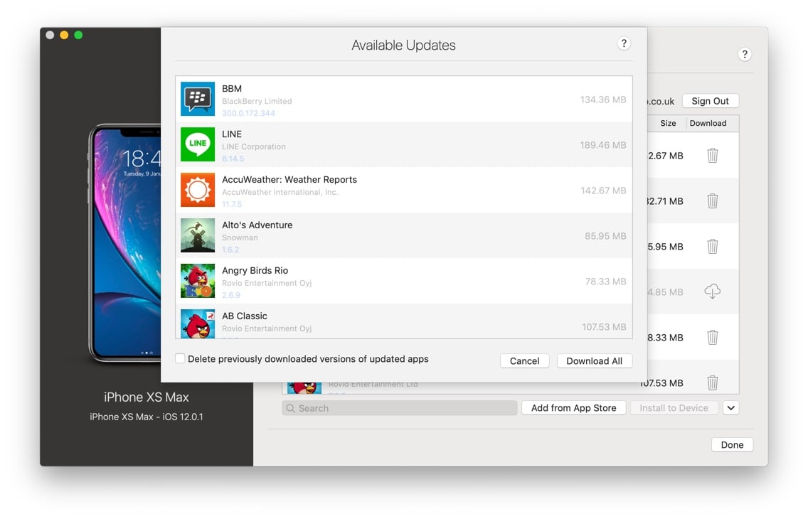 manage apps from itunes
