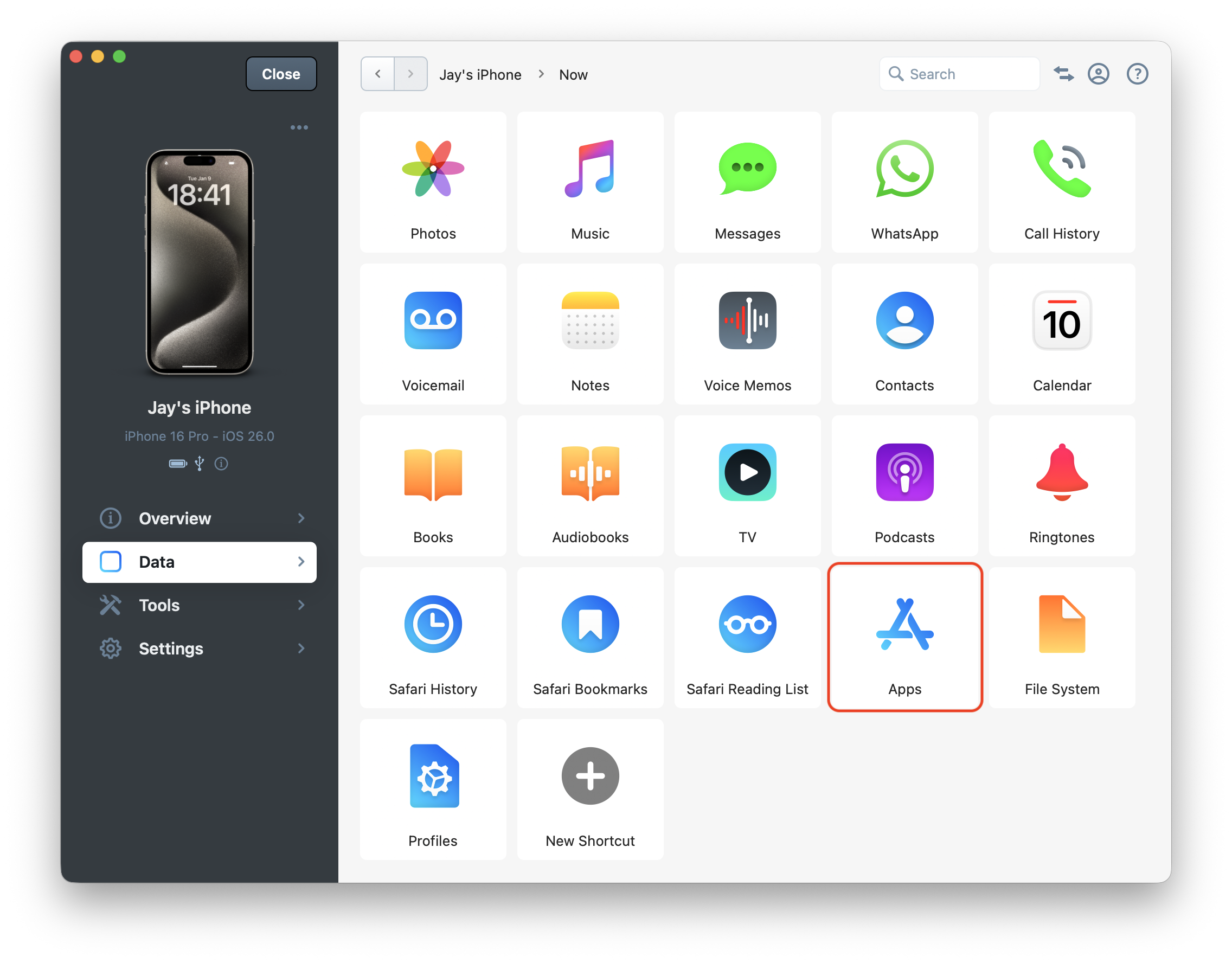 Apps in iMazing