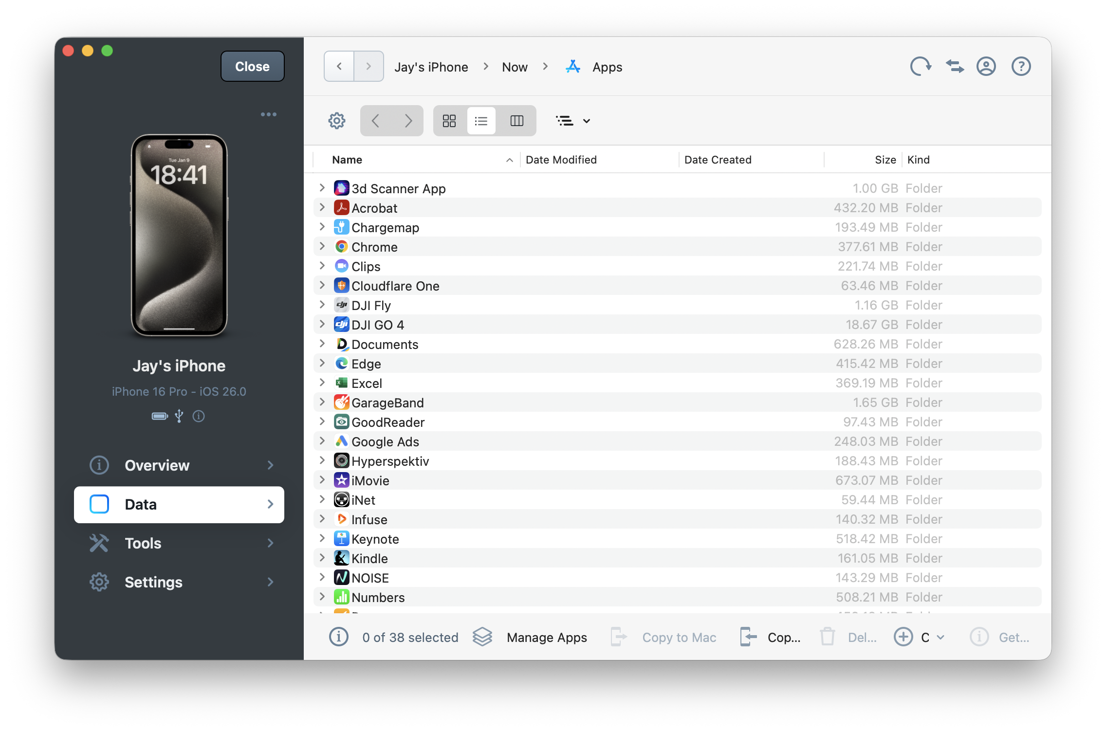 Apps View in iMazing