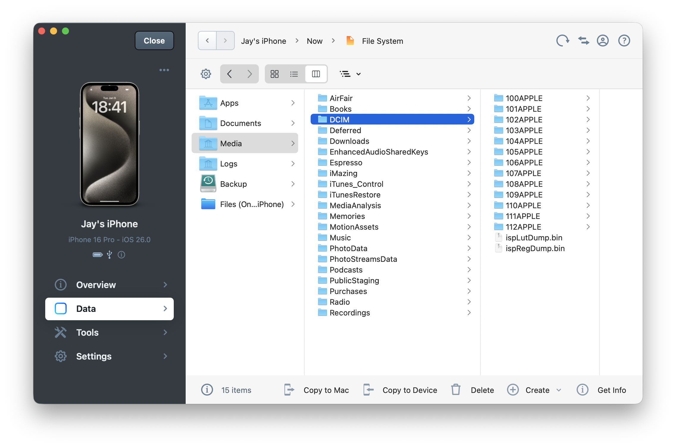 Media Folder in iMazing
