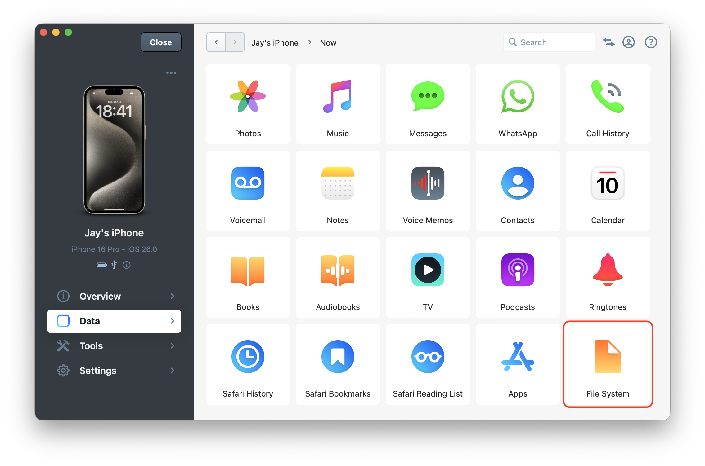 iMazing File System View