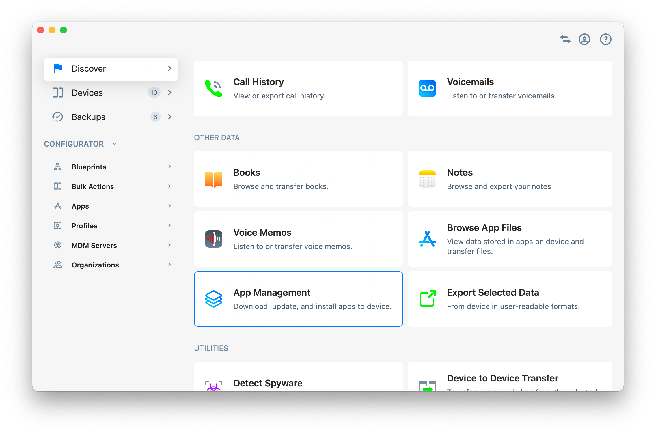Discover view App Managmement