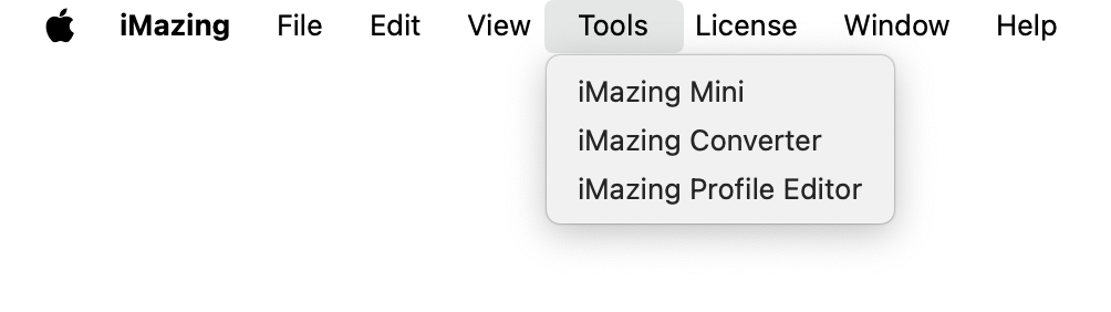 iMazing 3 Tools Menu